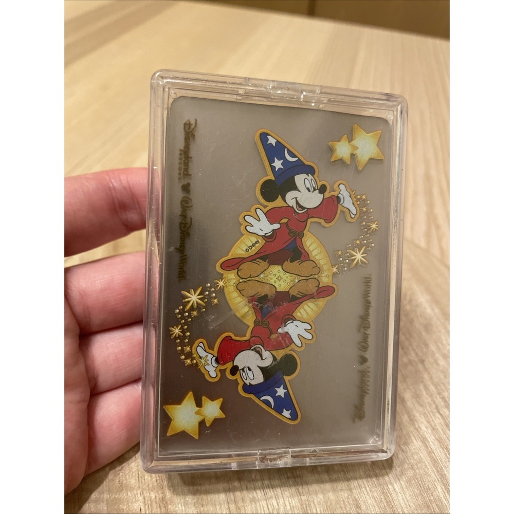 Disneyland Mickey Fantasia Clear Waterproof Plastic Playing Cards IN HARD CASE